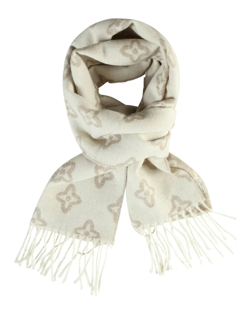 DANTE Gemusterter Schal aus einem Wolle-Kaschmir-Mix in Beige
