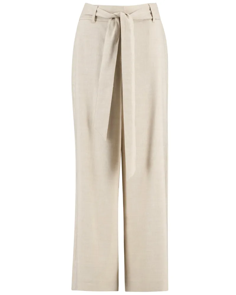Barbour Weit fallende Damen-Hose Gabby mit Leinenanteil und Gürtel in Beige