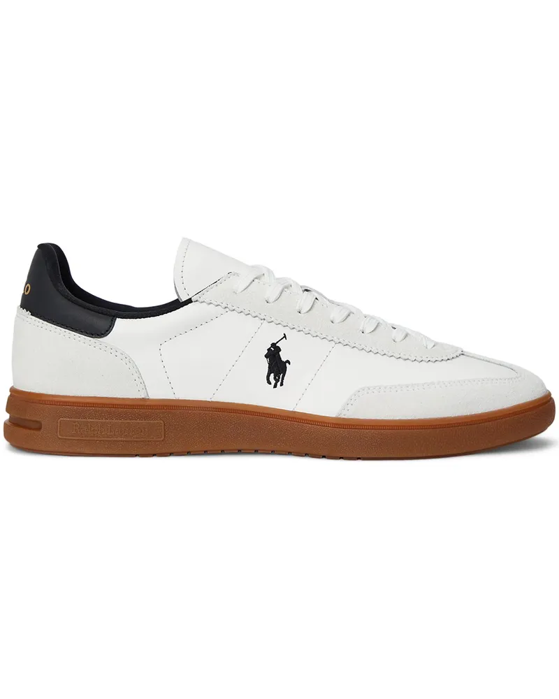 Ralph Lauren Leder-Sneaker Bedford mit Veloursleder-Overlays in Weiß