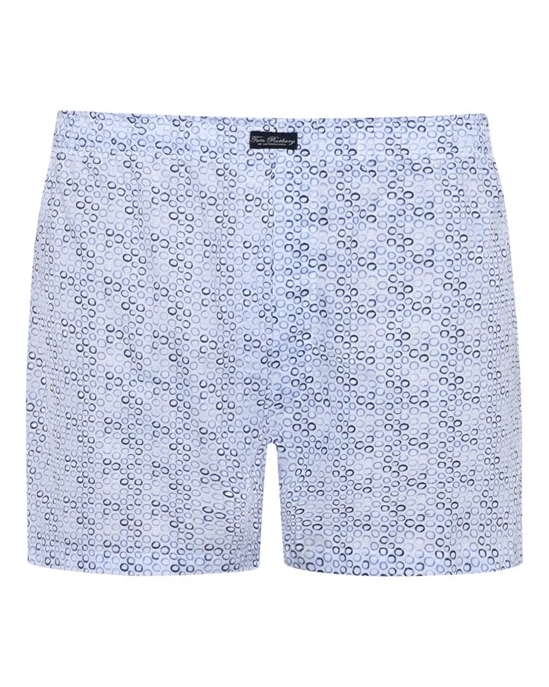 Tom Rusborg Gemusterte Boxershorts mit Komfortbund und Eingriff in Blau