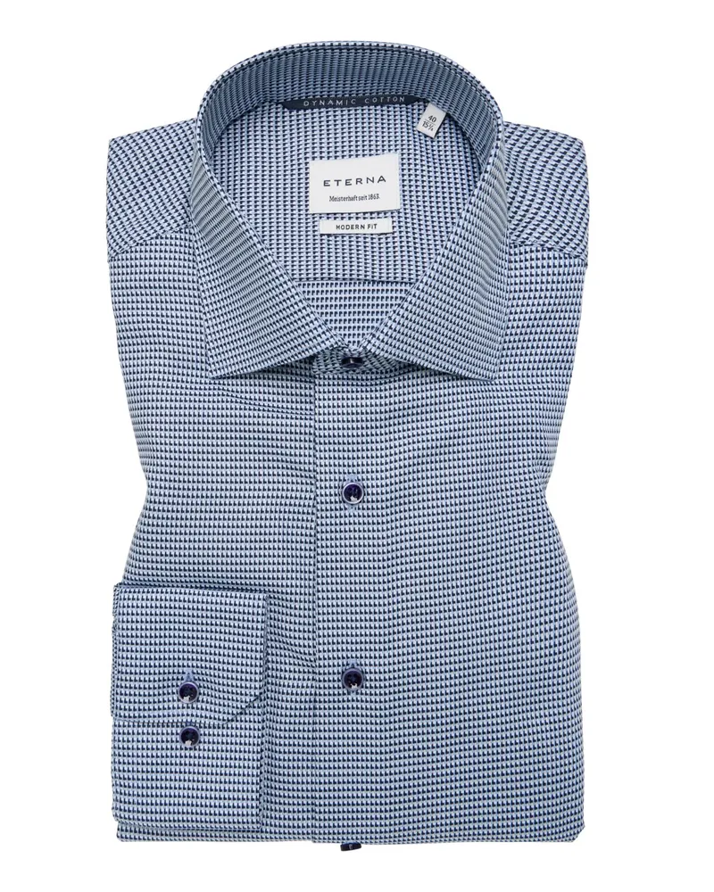 Eterna Hemd aus Baumwolle mit feinem Muster, Modern Fit, extralang in Hellblau