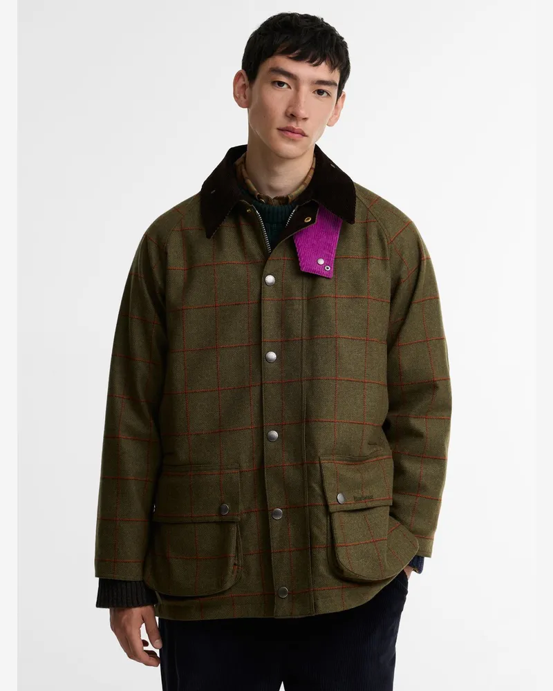 Barbour Paul Smith Loves Barbour Wolljacke aus Moon Tweed mit Fensterkaro in Oliv