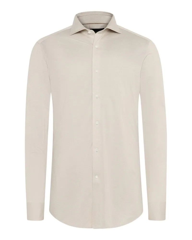HUGO BOSS Hemd aus Baumwolle und Seide, Slim Fit in Beige