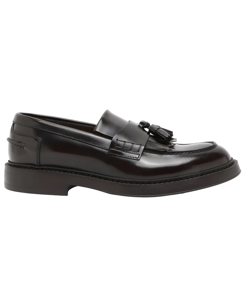 Doucal´s Loafer aus poliertem Nappaleder mit Quasten in Dunkelbraun
