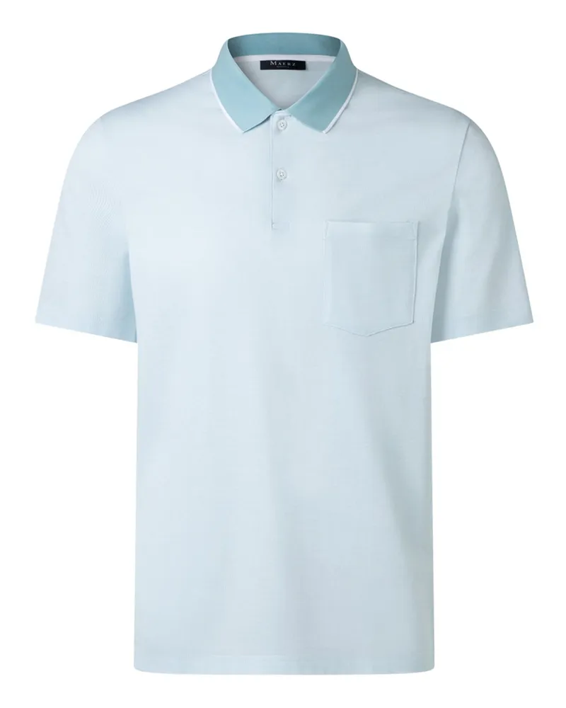 Maerz Softes Piqué-Poloshirt aus mercerisierter Baumwolle mit Kontrastkragen in Mint