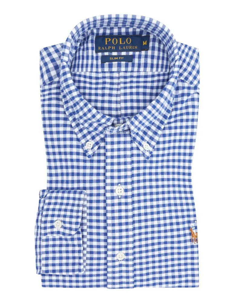Ralph Lauren Oxfordhemd im Minimalkaro, Slim Fit in Königsblau