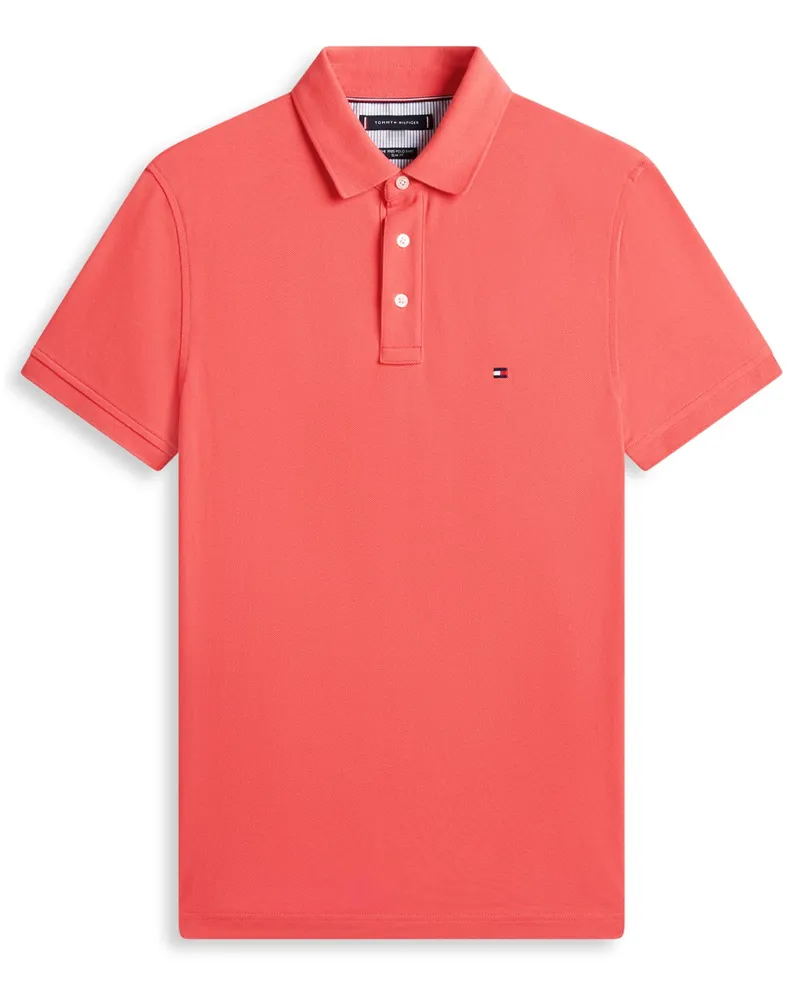 Tommy Hilfiger Piqué-Poloshirt 1985 mit Stretch und Flag-Stickerei, Slim Fit in Hellrot