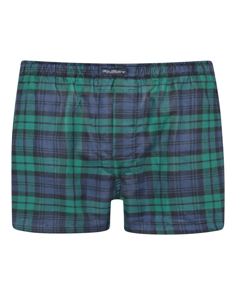 Tom Rusborg Baumwoll-Boxershorts mit Karomuster und elastischem Bund in Dunkelgrün