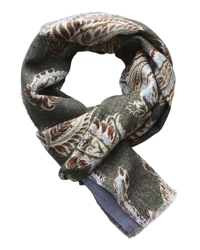 Gierre Milano Softer Wollschal mit Paisleymuster in Oliv