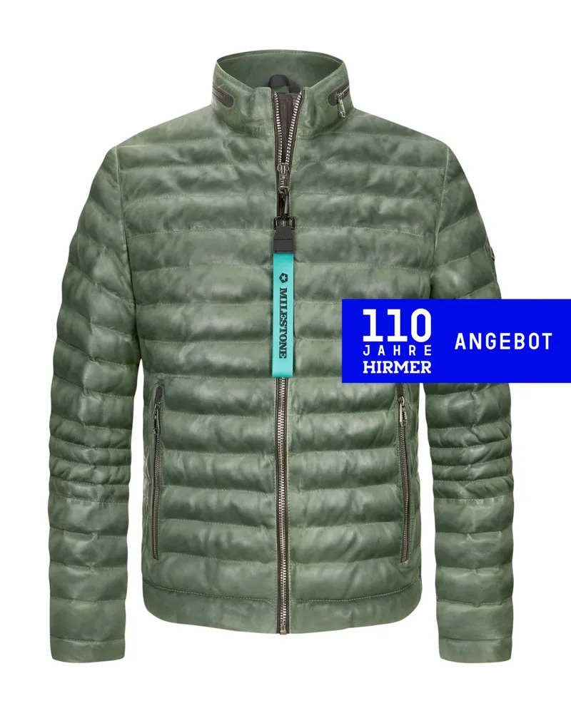 Milestone Gesteppte Lederjacke mit Logo-Aufnäher und SORONA®AURA-Isolierung Mint