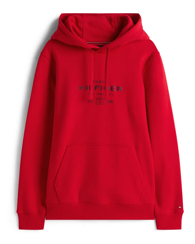 Tommy Hilfiger Softer Hoodie aus einem Baumwollgemisch mit Label-Print in Rot