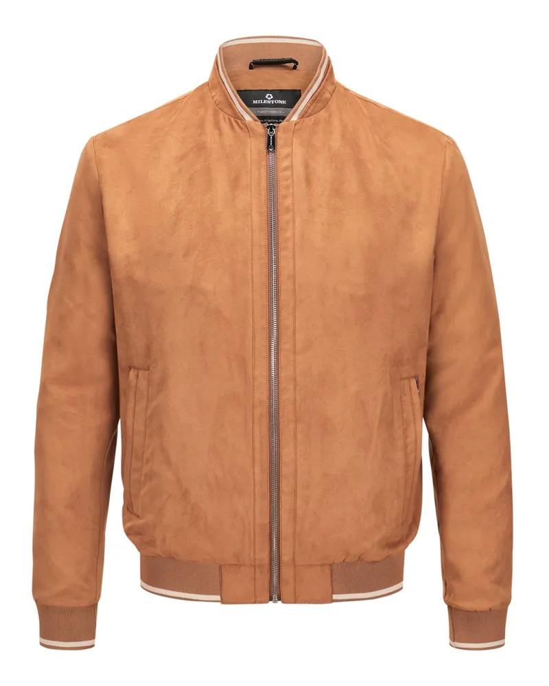 Milestone Leichter Blouson MSMichigan in Velours-Optik aus Mikrofaser in Cognac