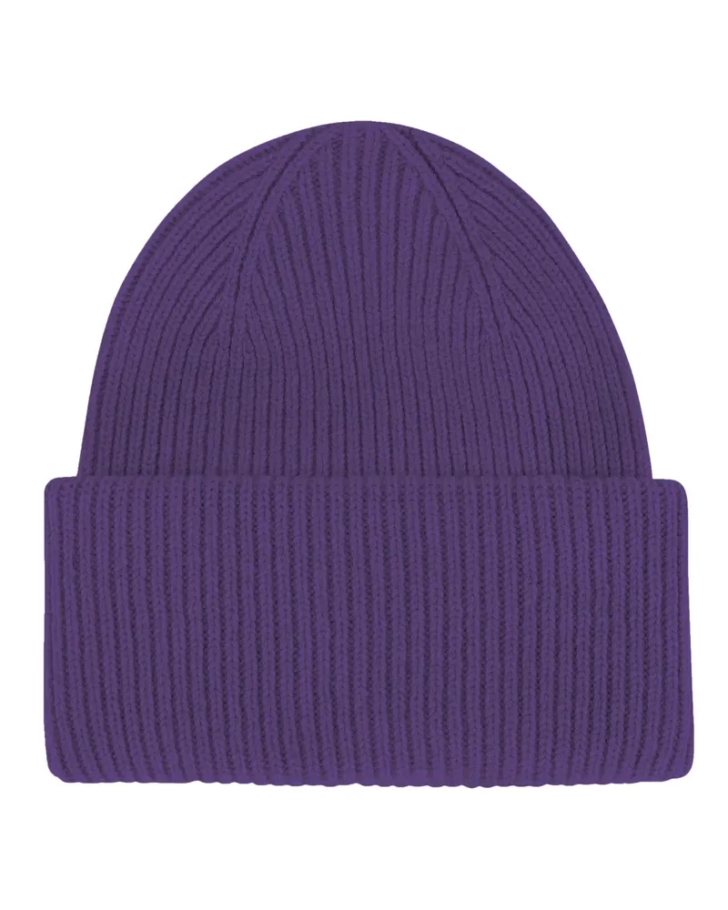 COLORFUL STANDARD Rippstrick Mütze aus Merinowolle in Lila