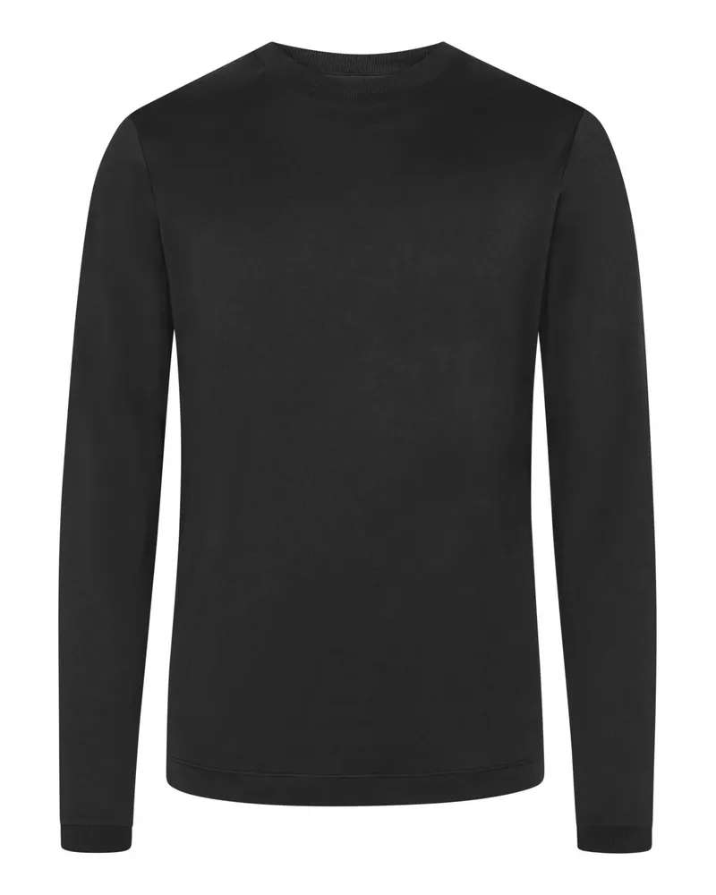 Trusted Handwork Longsleeve aus Pima-Baumwolle mit Rundhalsausschnitt in Schwarz