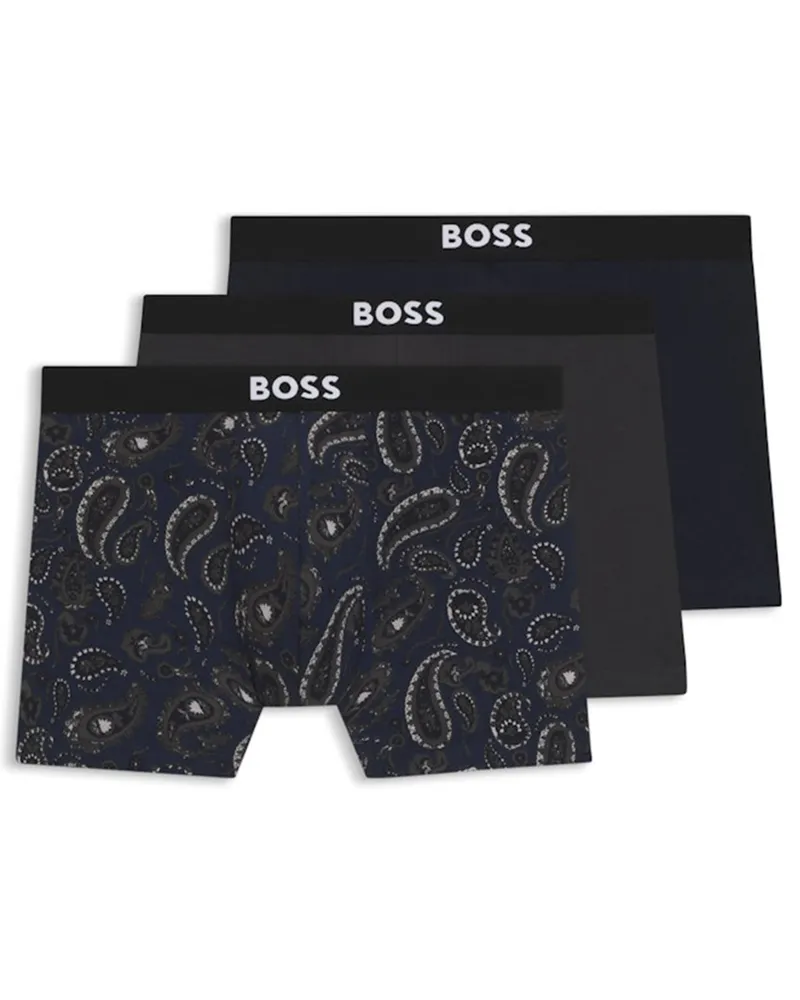 HUGO BOSS 3er Pack Boxerbriefs aus Organic Cotton mit Labelbund in Blau
