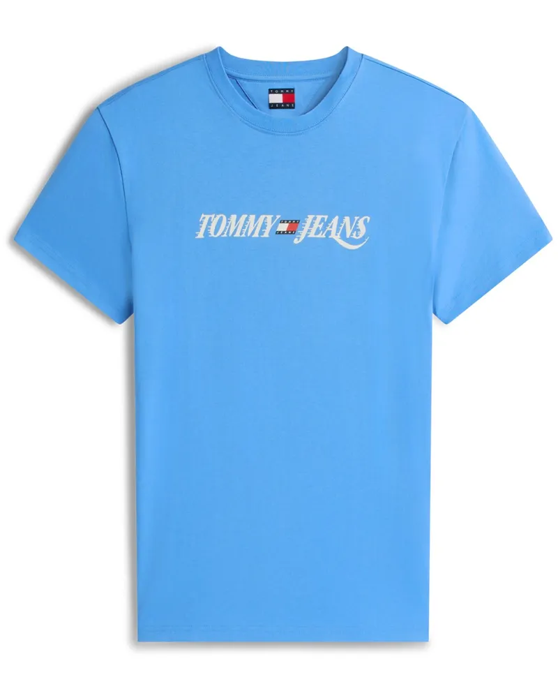 Tommy Hilfiger T-Shirt aus Baumwolle mit Label-Print, Regular Fit in Blau