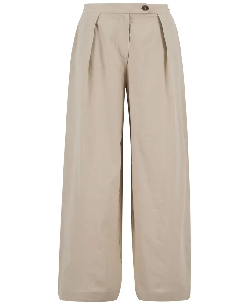 Barbour Weitfallende Damenhose Lucy mit Leinenanteil in Beige