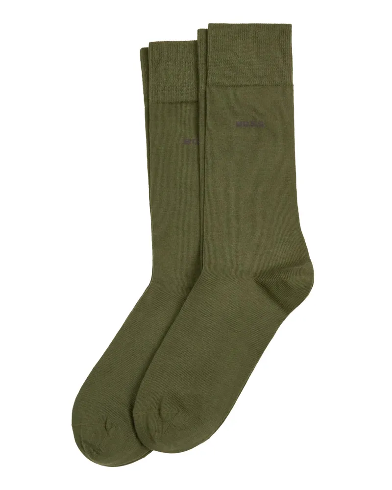 HUGO BOSS 2er Pack mittelhohe Socken mit Rippbündchen in Oliv