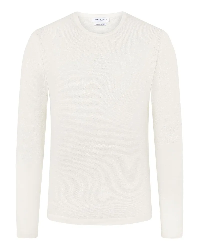 Daniele Fiesoli Leichter Pullover aus Baumwolle mit Reiskornstrick in Offwhite