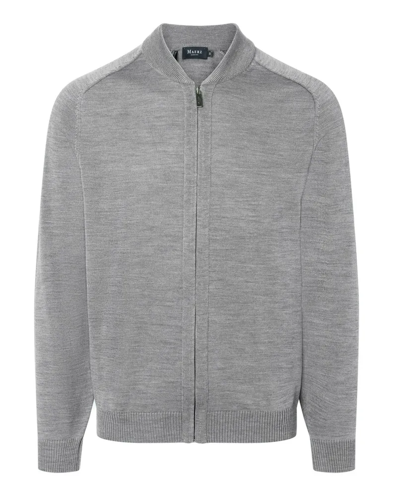 Maerz Leichte Strickjacke aus Superwash-Merinowolle und Zip, Regular in Grau