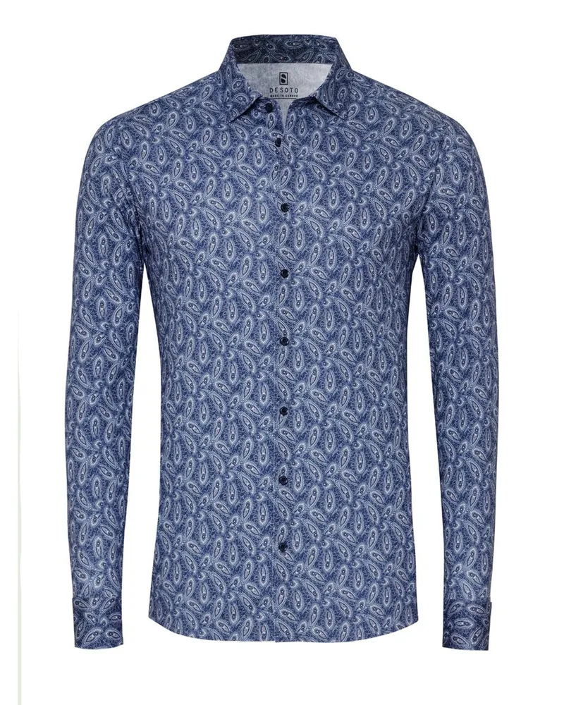DESOTO Jerseyhemd aus Baumwolle mit Paisley-Print in Blau