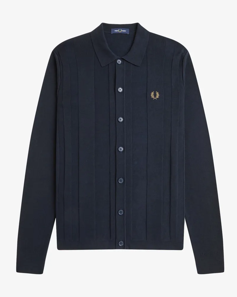 Fred Perry Strickjacke mit Hemdkragen und Logo-Stickerei in Marine