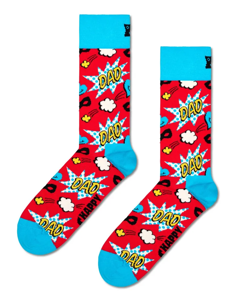 Happy Socks Socken mit Dad-Schriftzug in Comic-Print in Rot