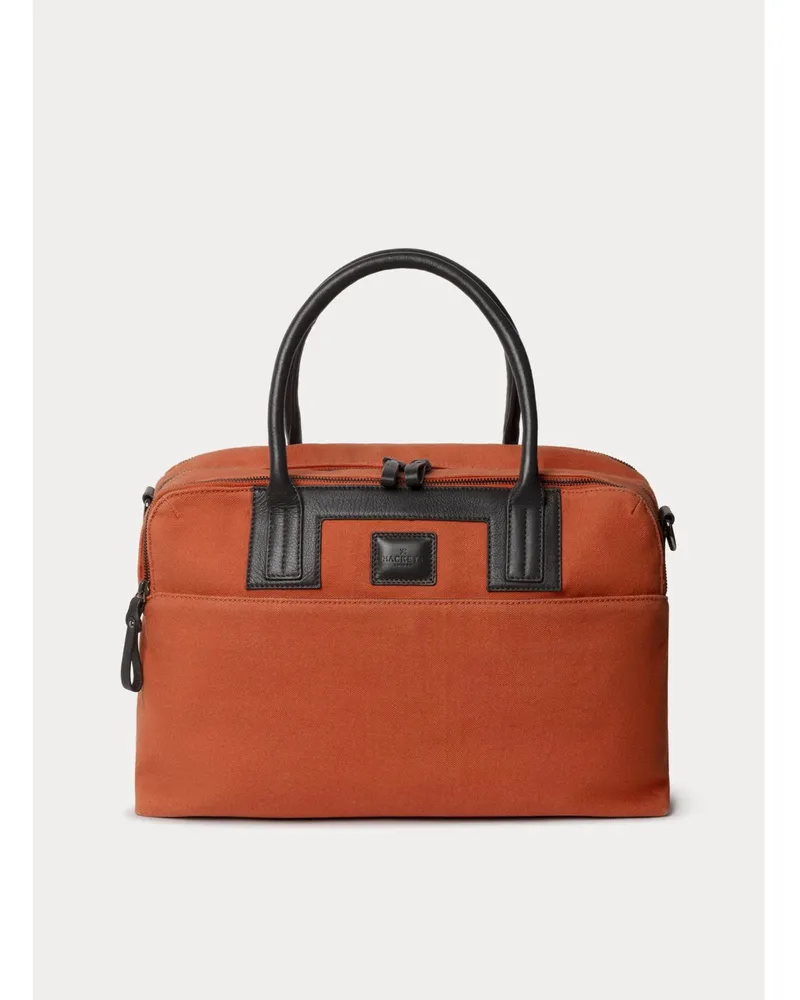 Hackett Kleine Canvas-Reisetasche mit Leder-Details in Orange