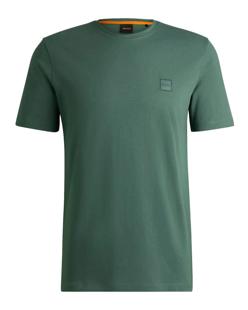 HUGO BOSS T-Shirt mit gummiertem Logo-Aufnäher in Grün