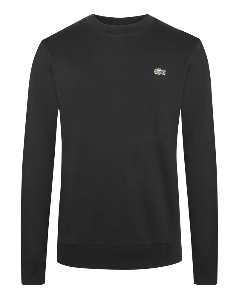 Lacoste Sweatshirt in Fleece-Qualität mit Krokodil-Aufnäher, Classic Fit in Schwarz