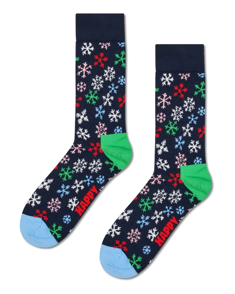 Happy Socks Socken mit bunten Schneeflocken in Marine