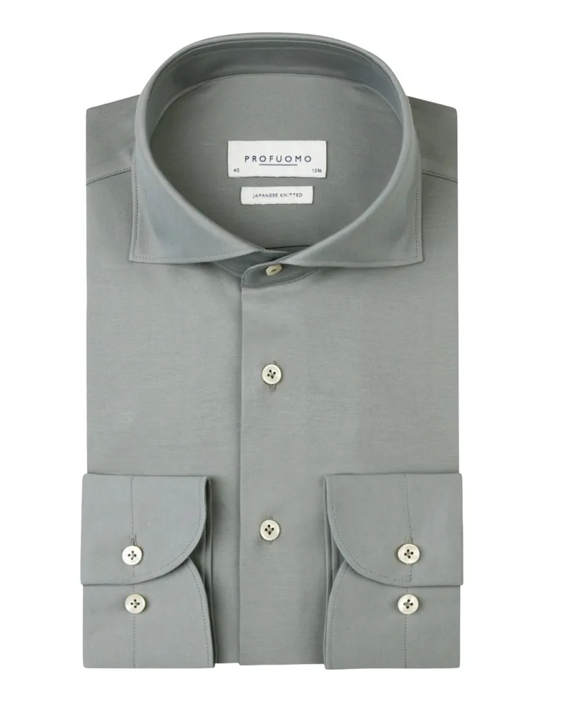 Profuomo Jerseyhemd in Japanese Knitted-Qualität, Slim Fit in Grau