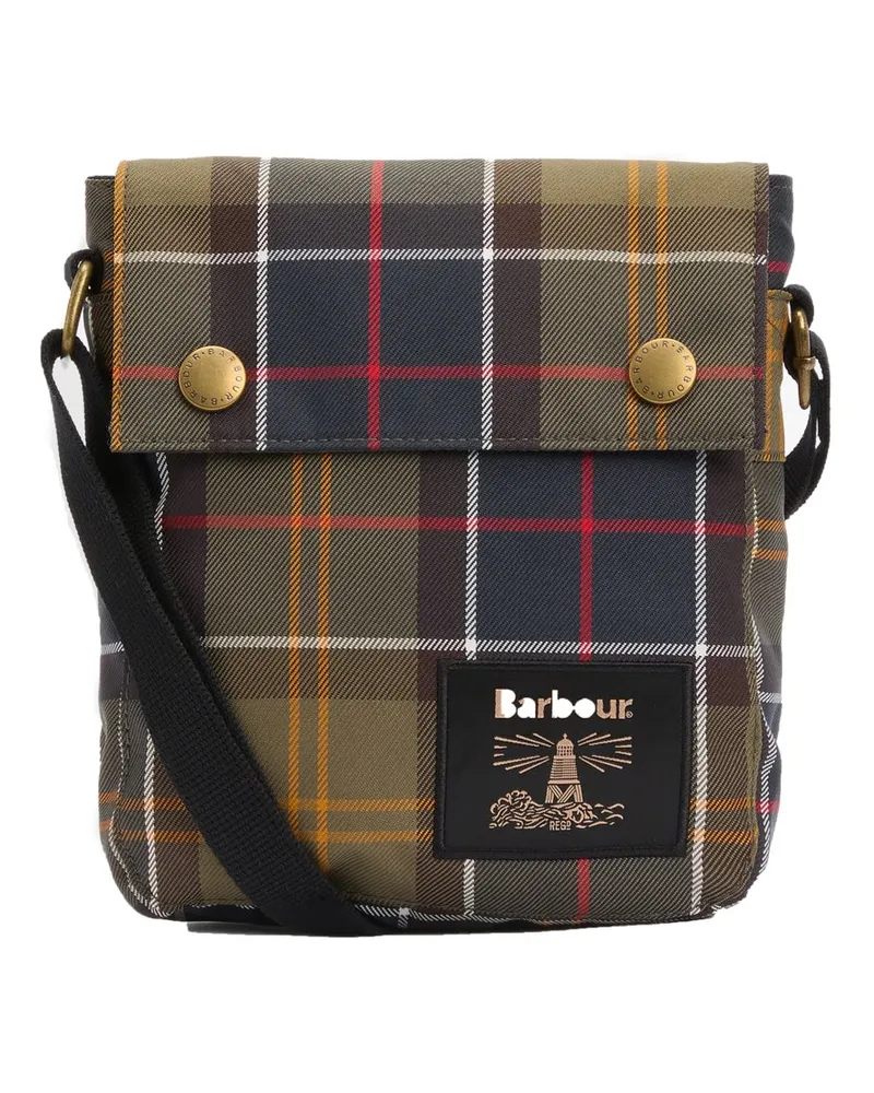 Barbour Umhängetasche mit Tartanmuster und Knopfverschluss in Grün