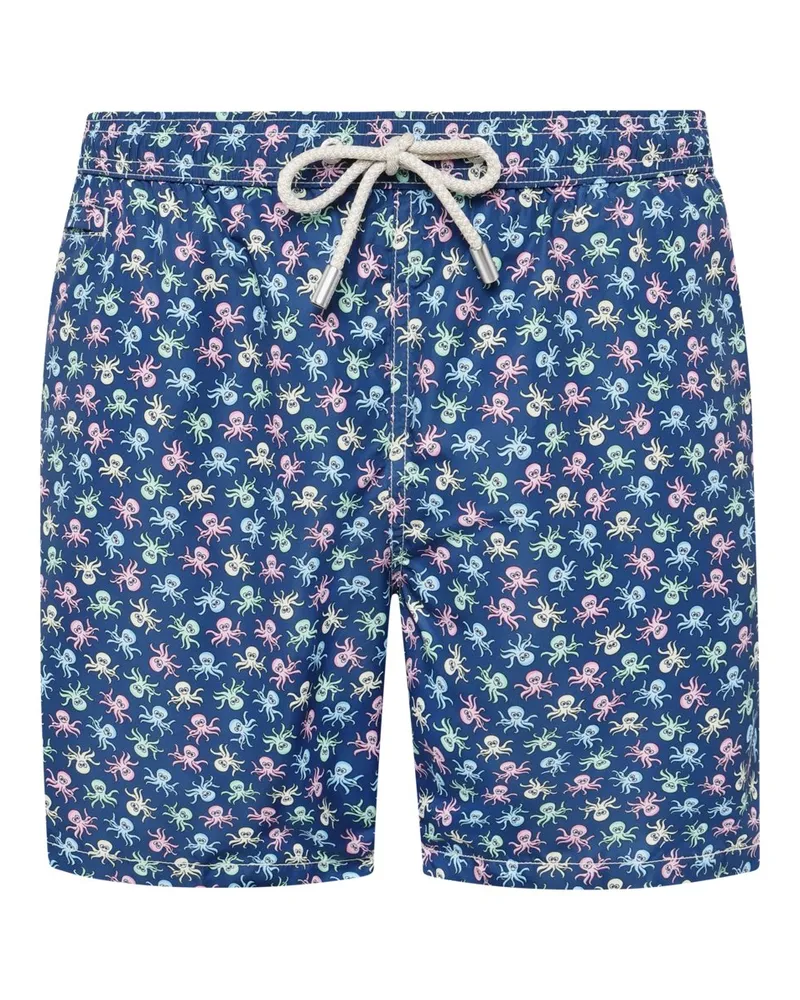 MC2 Saint Barth Badeshorts mit Retro-Sportmuster in Marine