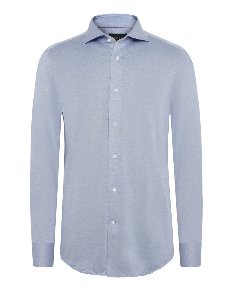 HUGO BOSS Hemd aus Baumwolle und Seide, Slim Fit in Hellblau