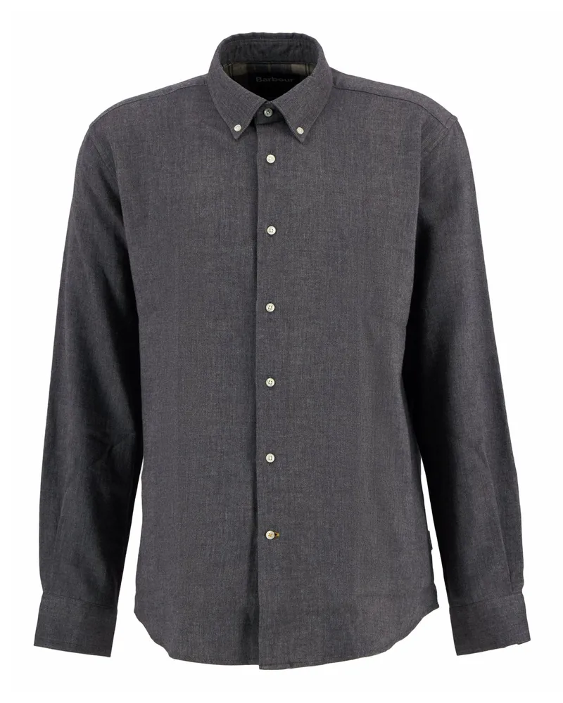 Barbour Flanellhemd mit Fischgrätmuster, Regular Fit in Grau