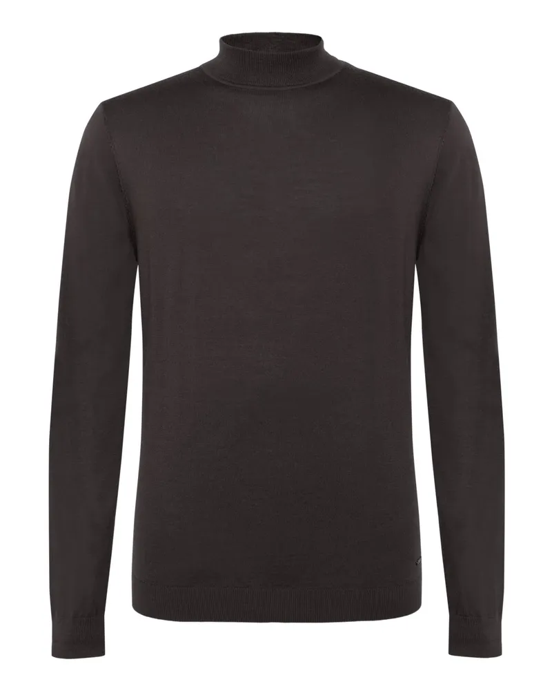 Roy Robson Leichter Pullover aus Merinowolle mit Turtle-Neck in Dunkelbraun