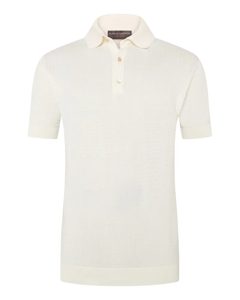 Filippo de Laurentiis Softes Poloshirt aus Baumwolle mit Waffelstruktur in Offwhite
