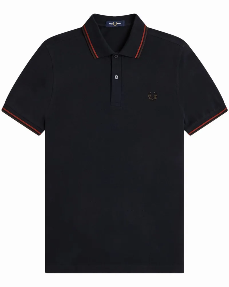 Fred Perry Piqué-Poloshirt aus Baumwolle mit Kontrastbündchen in Marine