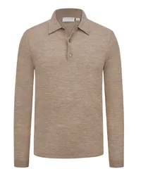 Tiger of Sweden Langarm-Poloshirt aus Merinowolle Beige