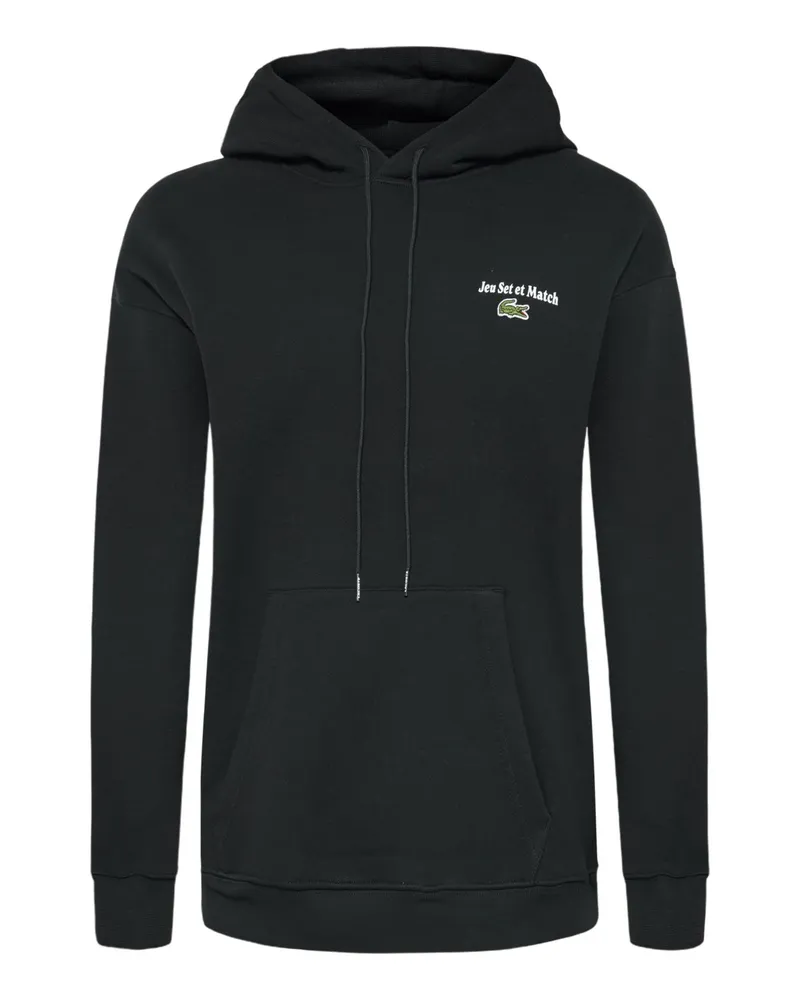 Lacoste Hoodie mit großem rückseitigem Label-Print in Schwarz