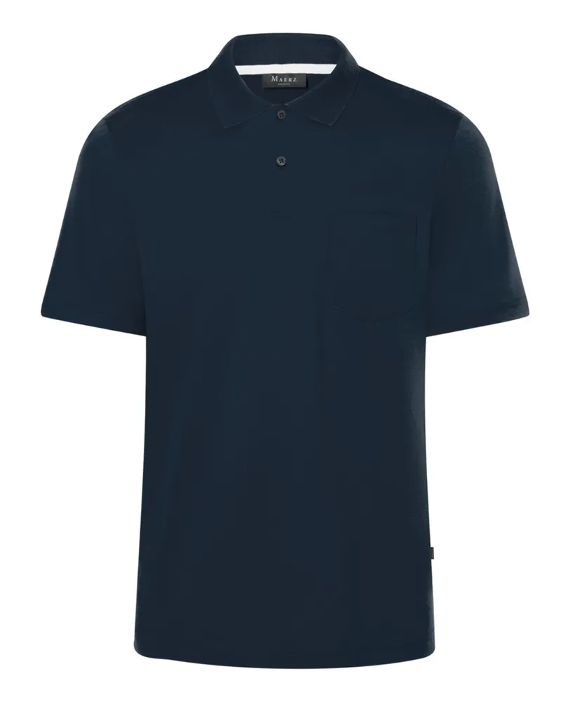 Maerz Poloshirt aus merzerisierter Baumwolle mit Brusttasche in Marine