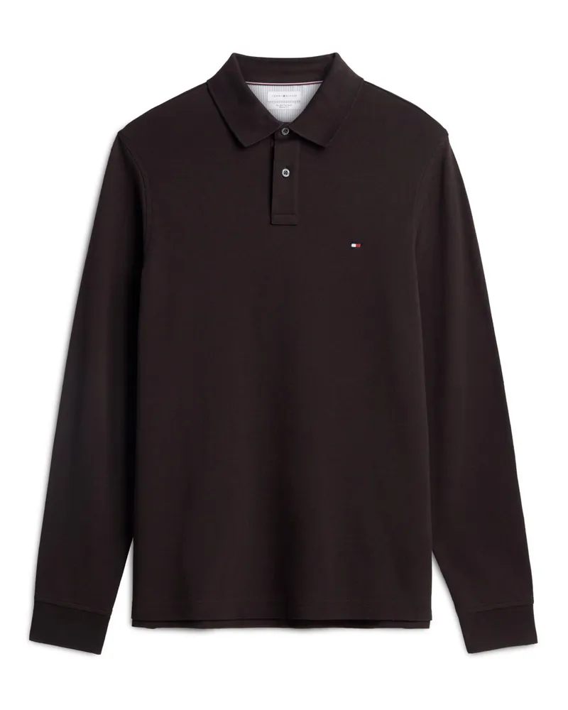 Tommy Hilfiger Langarm-Poloshirt aus Baumwoll-Piqué, Regular Fit in Braun