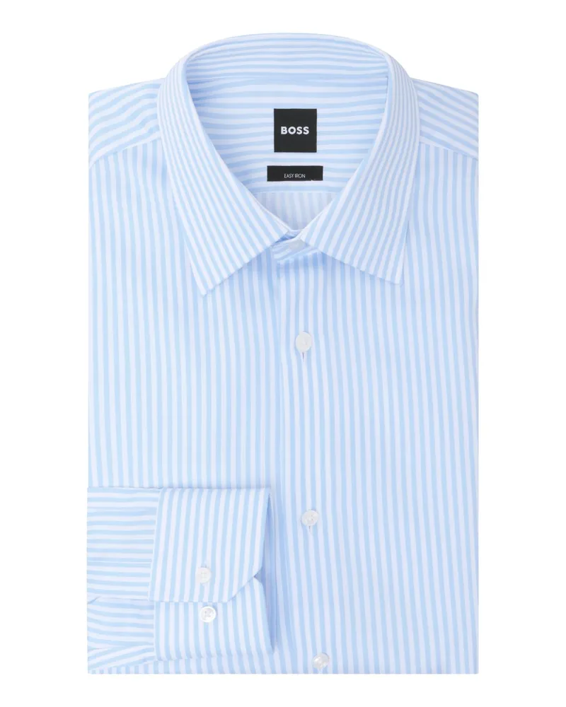 HUGO BOSS Baumwollhemd mit extralangem Arm, Regular Fit in Hellblau