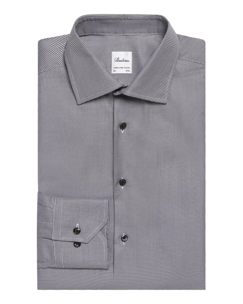 Stenströms Hemd mit Kleinmuster und extralangem Arm, Regular Fit in Schwarz