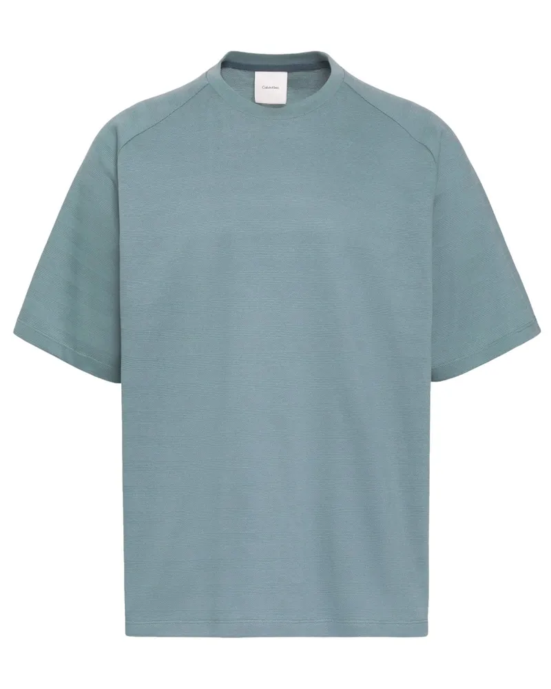 Calvin Klein T-Shirt aus einem leichten Baumwollstrick, Easy Fit in Grün