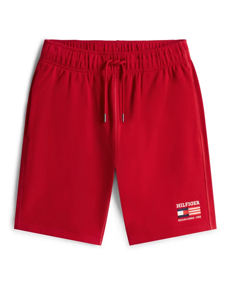 Tommy Hilfiger Sweatshorts aus Baumwolle mit Logo-Aufnäher in Rot