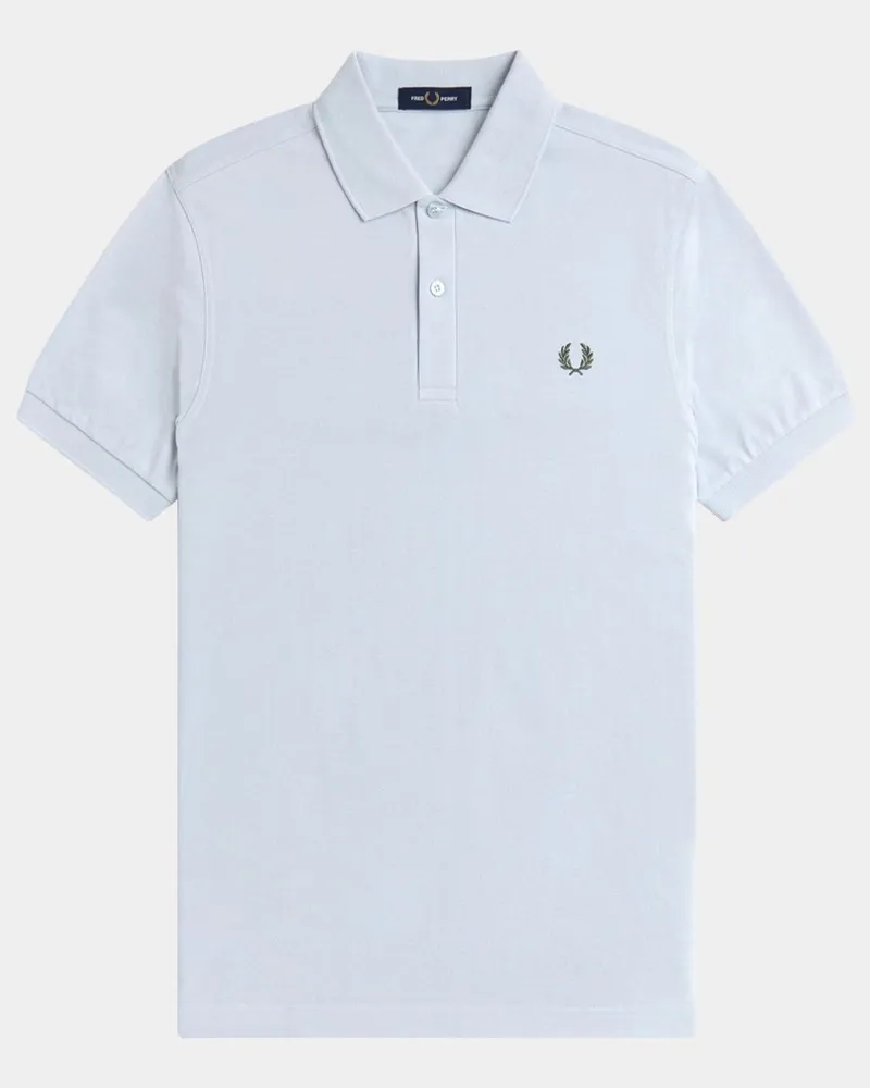 Fred Perry Unifarbenes Piqué-Poloshirt mit Logo-Stickerei in Hellblau