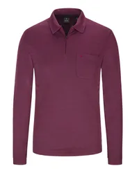 Ragman Langarm-Poloshirt aus softer Baumwollmischung mit Fineliner Bordeaux