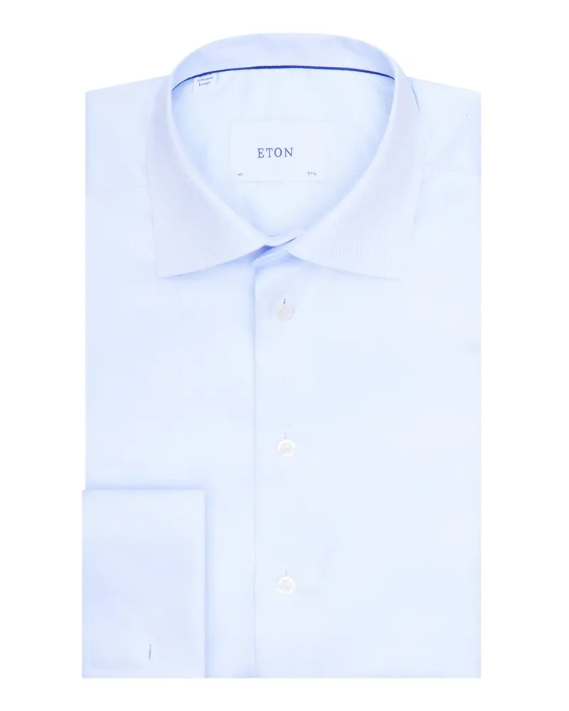 Eton Unifarbenes Hemd mit Pinpoint-Struktur, Slim in Blau